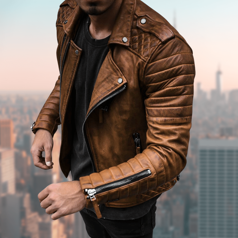 Frank | Die Stylische Und Eizigartige Lederjacke-Braun-S-Becker Boutique