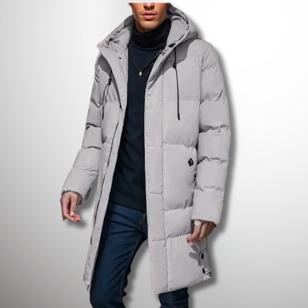 Men's long winter jacket | with hood