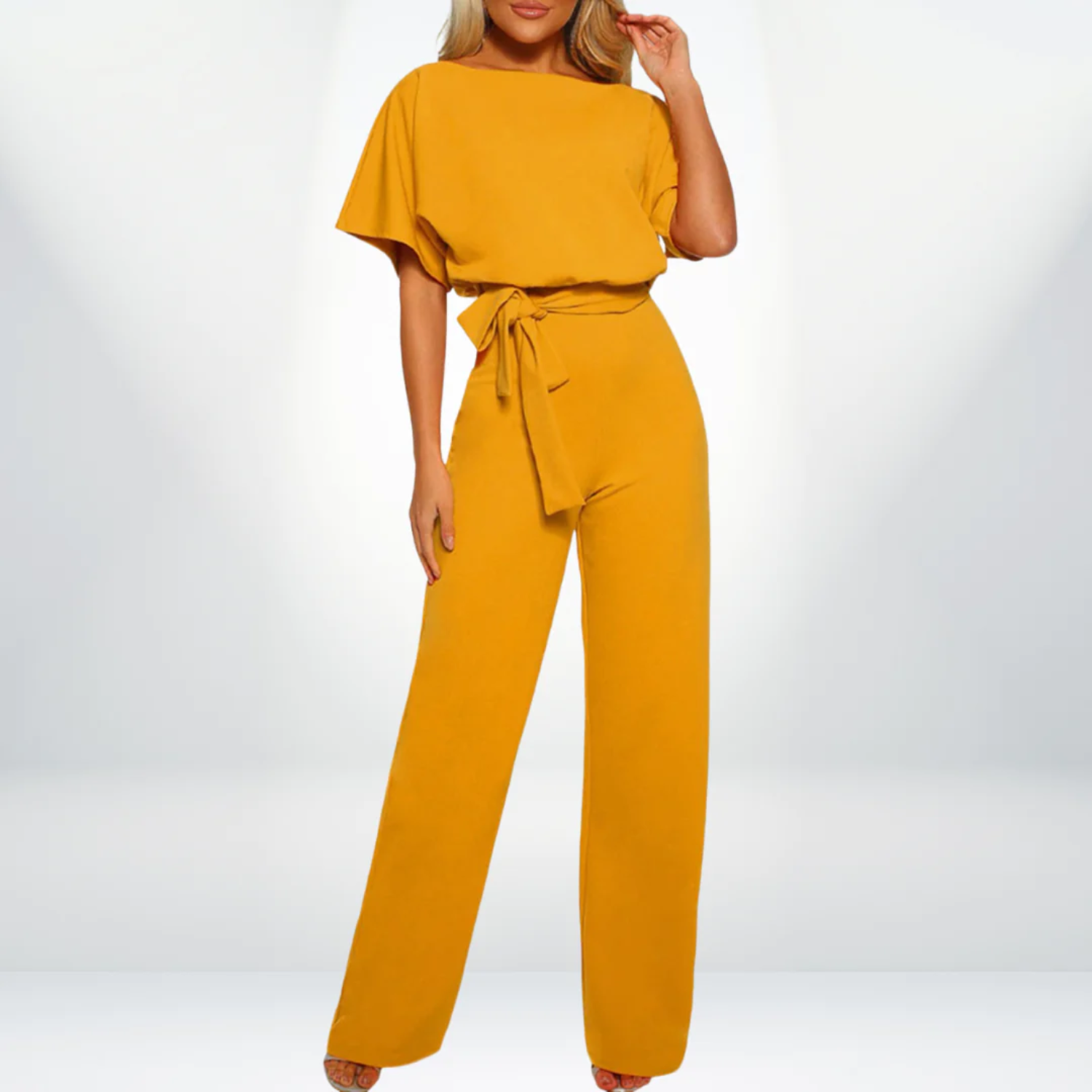 Frea | Damen Jumpsuit mit hoher Taille-Gelb-S-Becker Boutique