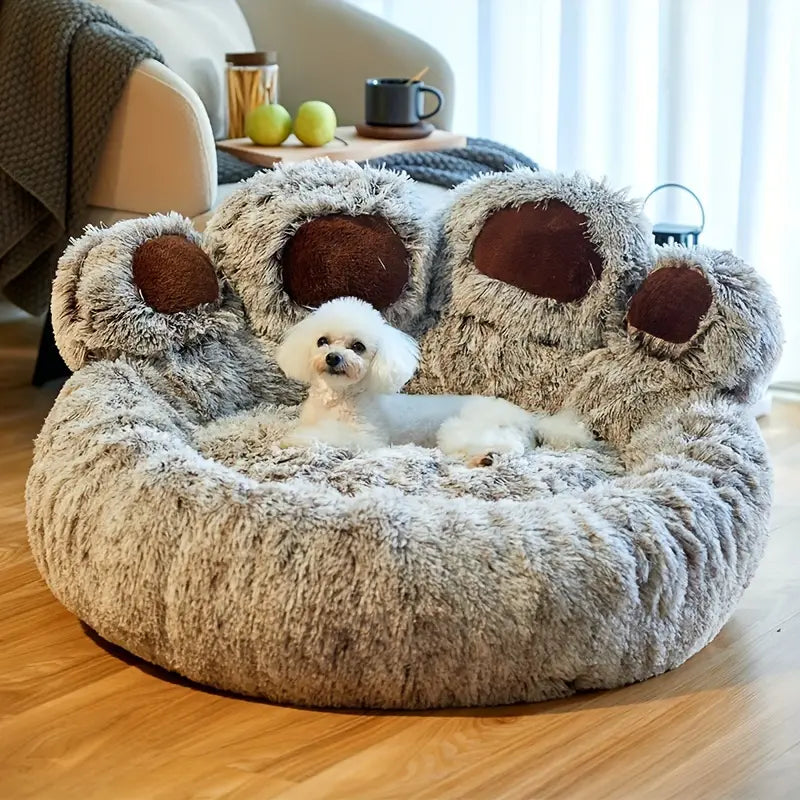 FurryFriend | Bärentatzen-Donutbett - beruhigendes Bett für Hunde-Grau-S-Becker Boutique