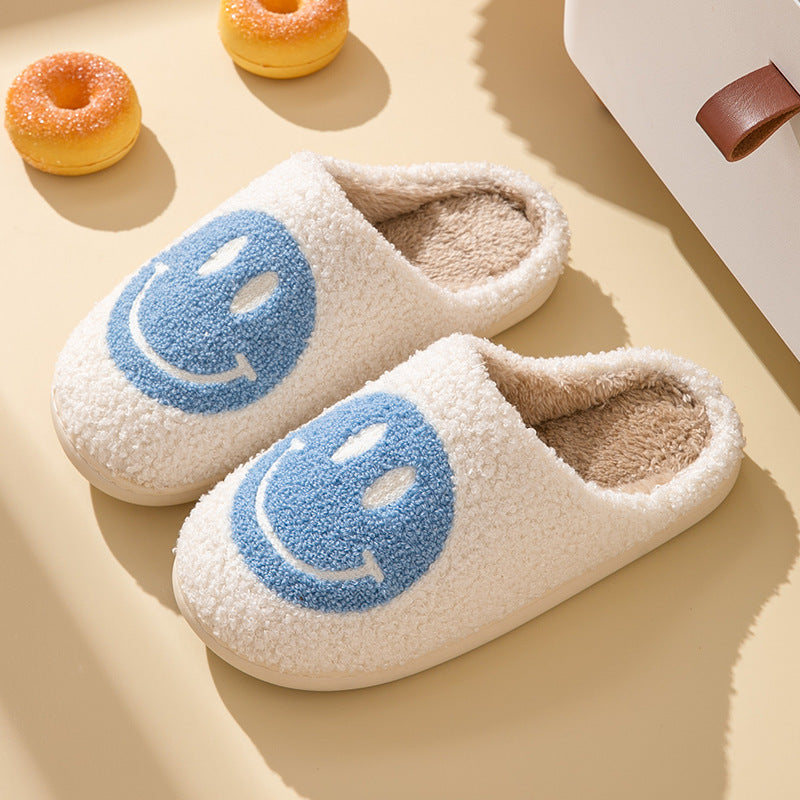Fuzzy | Smile Anti-Rutsch-Hausschuhe mit Plüsch-Innenausstattung-36-Weiß Blau-Becker Boutique