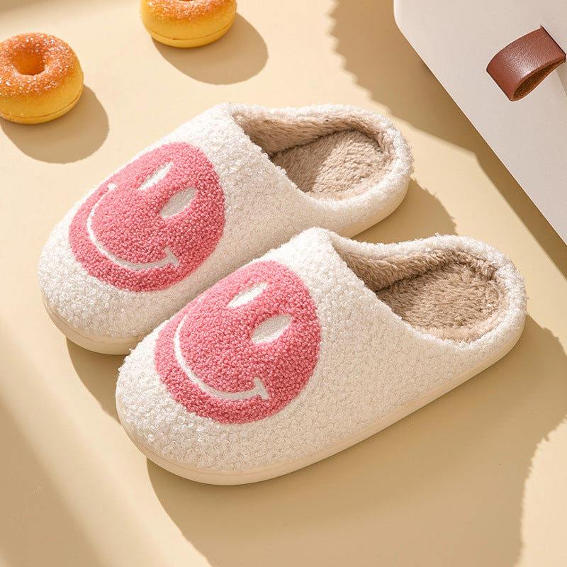 Fuzzy | Smile Anti-Rutsch-Hausschuhe mit Plüsch-Innenausstattung-36-Weiß Rosa-Becker Boutique