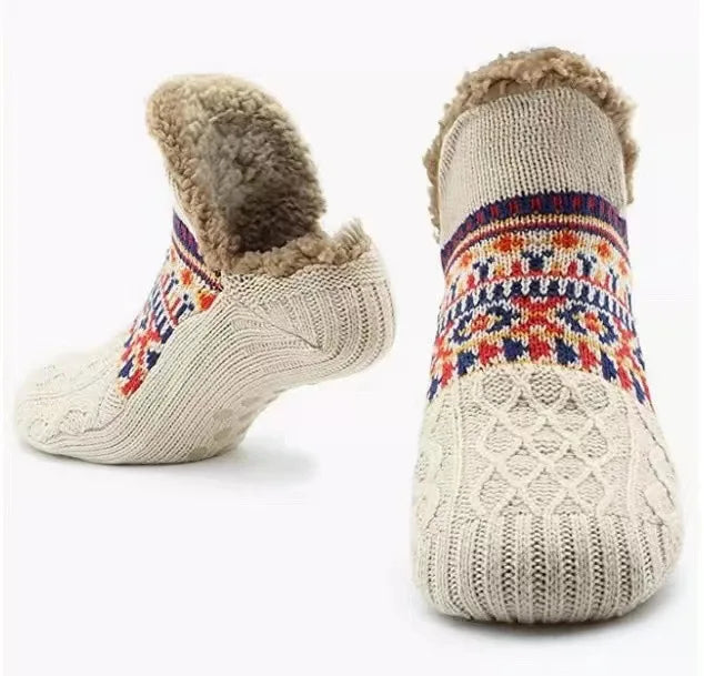 FuzzySocks | Mit Fleece gefütterte Anti-Rutsch-Wintersocken für ultimative Wärme-Weiß-35-39(24cm)-Becker Boutique