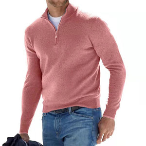 Gerald | Pullover mit halbem Reißverschluss für Männer-Rosa-M-Becker Boutique