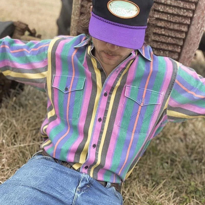 Men's Shirt | Striped & Long Sleeve Vintage Style
