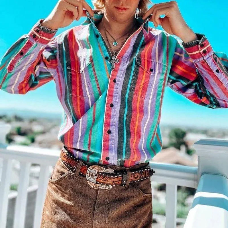 Men's Shirt | Striped & Long Sleeve Vintage Style