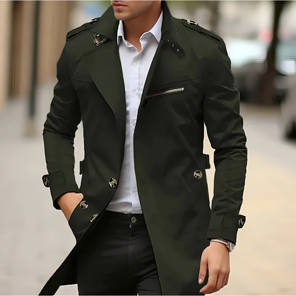 Gio | Eleganter Frühlings-Trenchcoat für Männer-Grün-XS-Becker Boutique