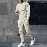 Giovan | Pullover und Hose für Männer im Muscle Fit Set-Beige-S-Becker Boutique