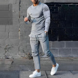 Giovan | Pullover und Hose für Männer im Muscle Fit Set-Grau-S-Becker Boutique