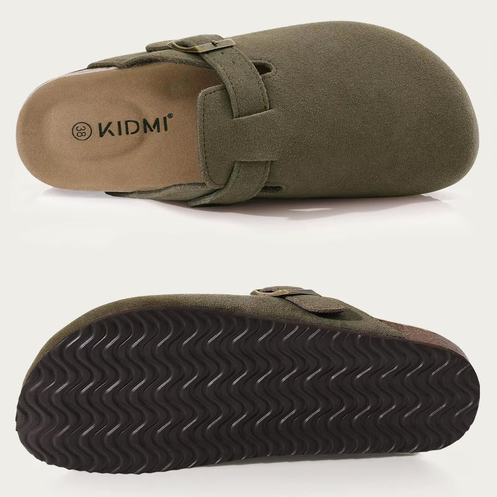 Leaf | Boston sandals made of suede with ergonomic footbed and cork sole