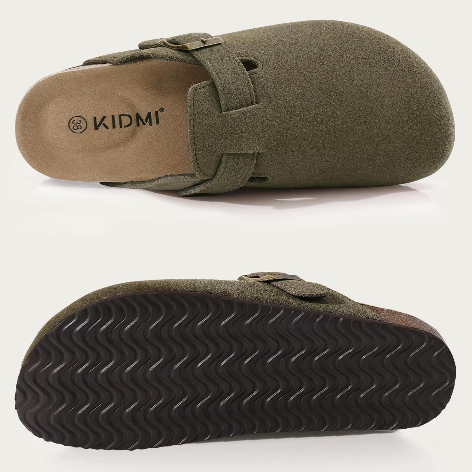Leaf | Boston sandals made of suede with ergonomic footbed and cork sole