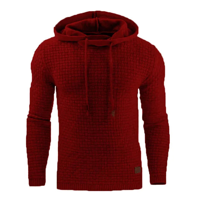 Sven | Herren Chunky Rib Hoodie mit verstellbarer Kapuze-Rot-S-Becker Boutique