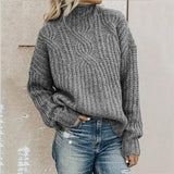 Women's Loose Fit Knit Sweater | Cable Knit Pattern