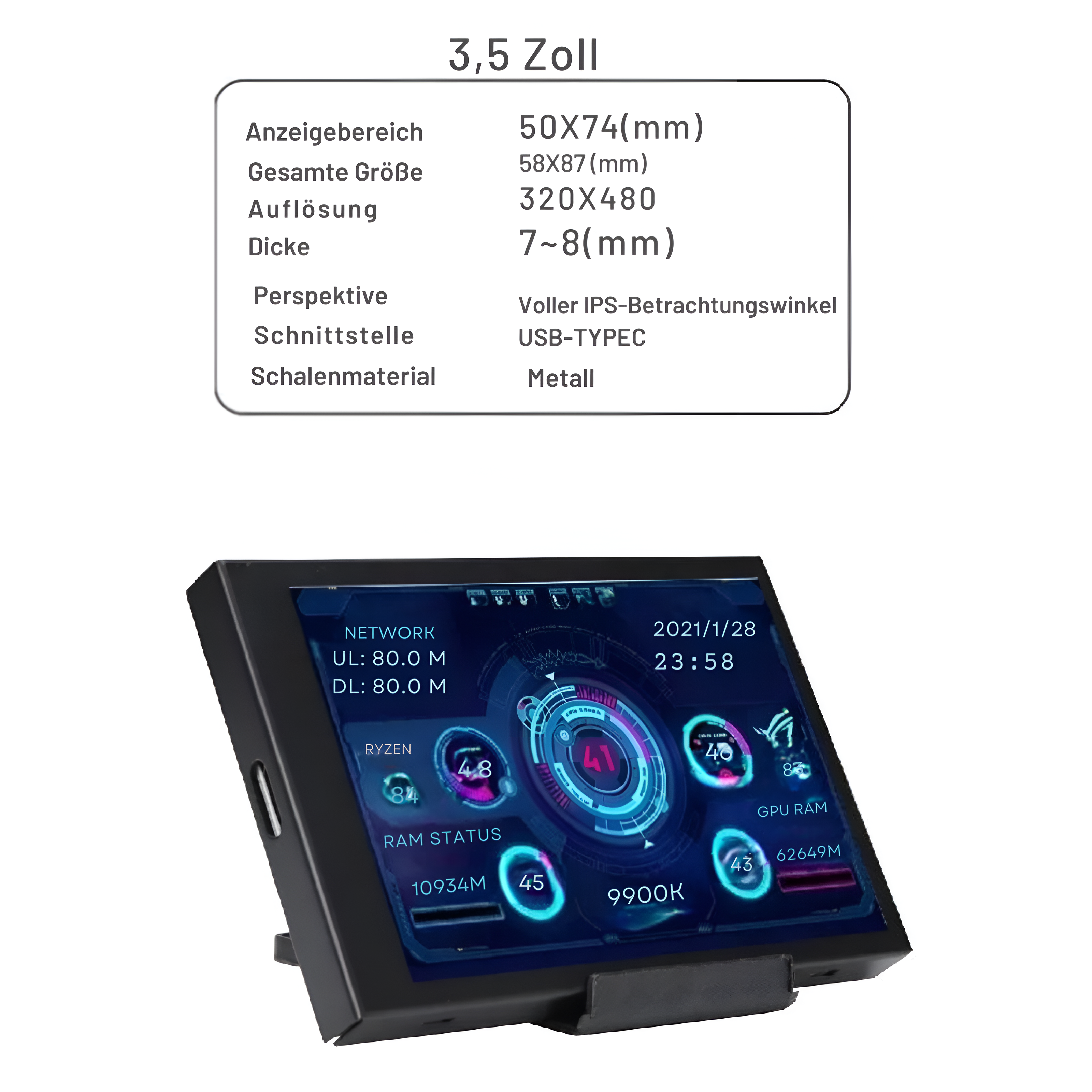 HDD Monitor | Mini-Monitor für HDD, RAM und Rechnerleistung-Becker Boutique