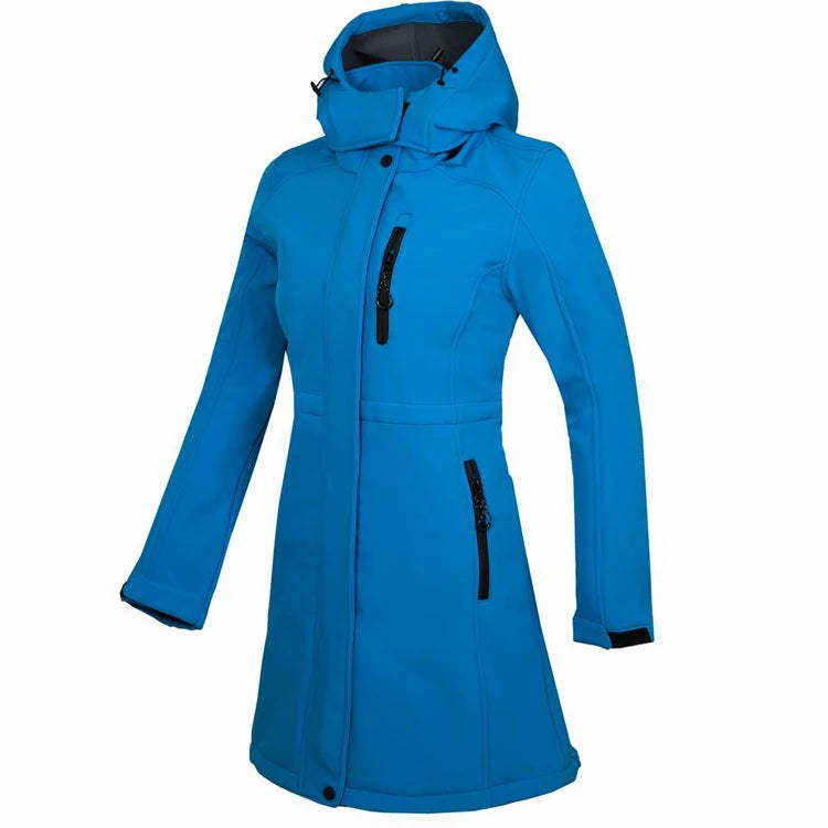 Storm | Frauen Wasserdichte Lange Softshell Outdoor-Wanderjacke mit Polar-Fleece-Futter