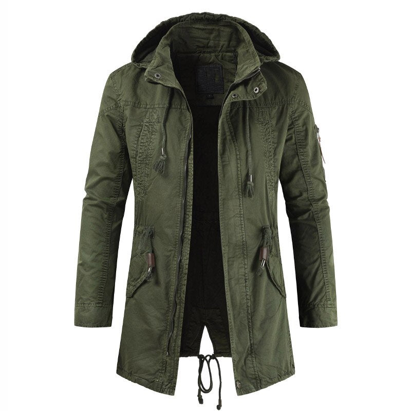 Herren Lange Feldjacke | Mit Kapuze