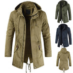 Herren Lange Feldjacke | Mit Kapuze