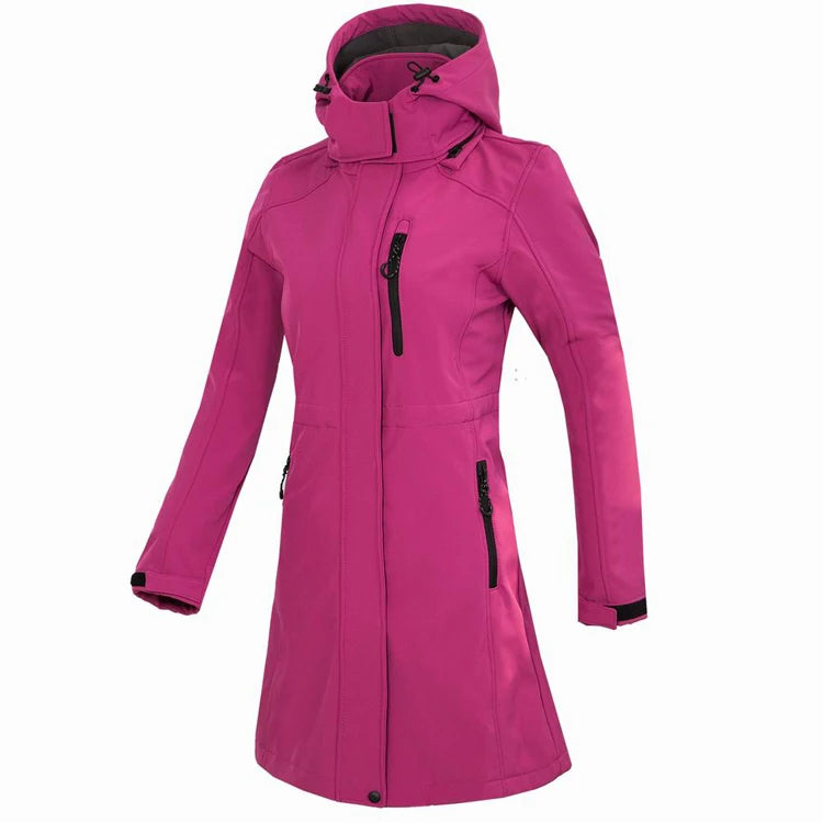 Storm | Frauen Wasserdichte Lange Softshell Outdoor-Wanderjacke mit Polar-Fleece-Futter