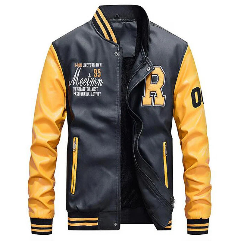 Herren Lederjacke Bomber | Varsity-Stil