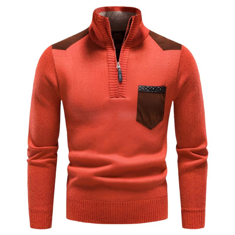 Heinrich | Herren Strickjacke mit Reißverschluss-Orange-S-Becker Boutique