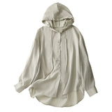 Helene | Bluse - Leinenhemd mit Kapuze-Grau-M-Becker Boutique