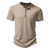 Henley | Herren-Polo - Henley-Kragen atmungsaktives Herren-T-Shirt-Khaki-S-Becker Boutique