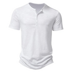 Henley | Herren-Polo - Henley-Kragen atmungsaktives Herren-T-Shirt-Weiß-S-Becker Boutique