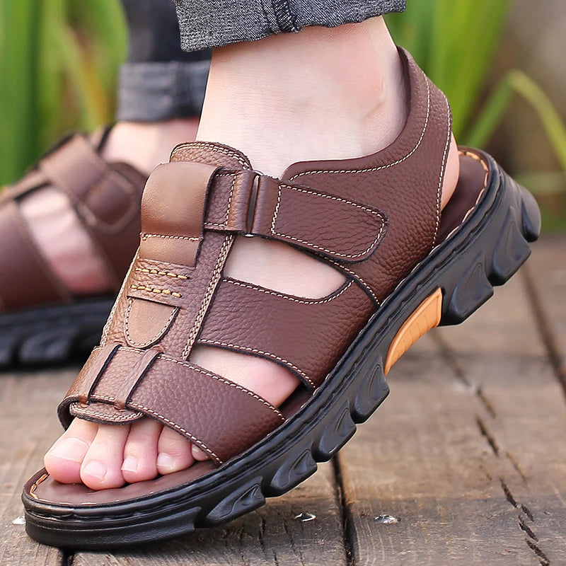 Herman | Bequeme orthopädische Ledersandalen für Männer-Becker Boutique