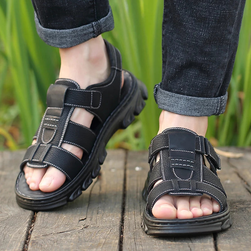 Herman | Bequeme orthopädische Ledersandalen für Männer-Becker Boutique