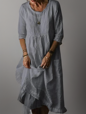 Hermine | V-Ausschnitt bequemes Langarmshirt-Grau-S-L-Becker Boutique