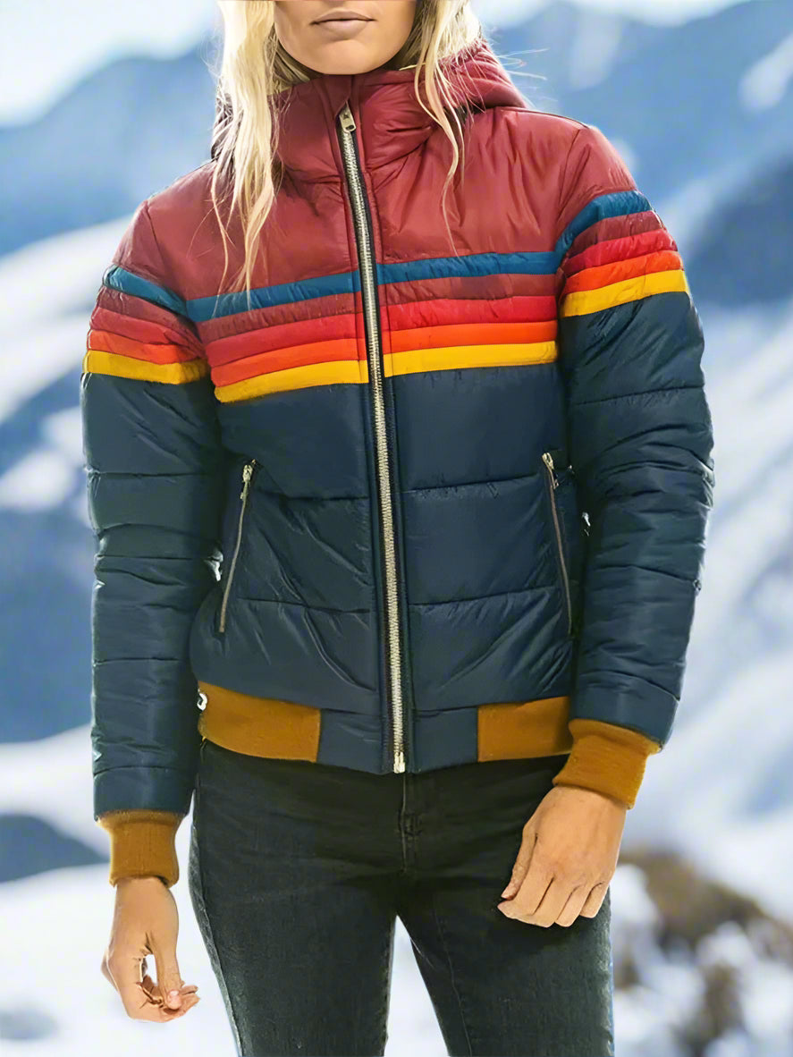 Hesterr | Wintersport Plüschmantel für Frauen-Marineblau und Rot-XS-Becker Boutique