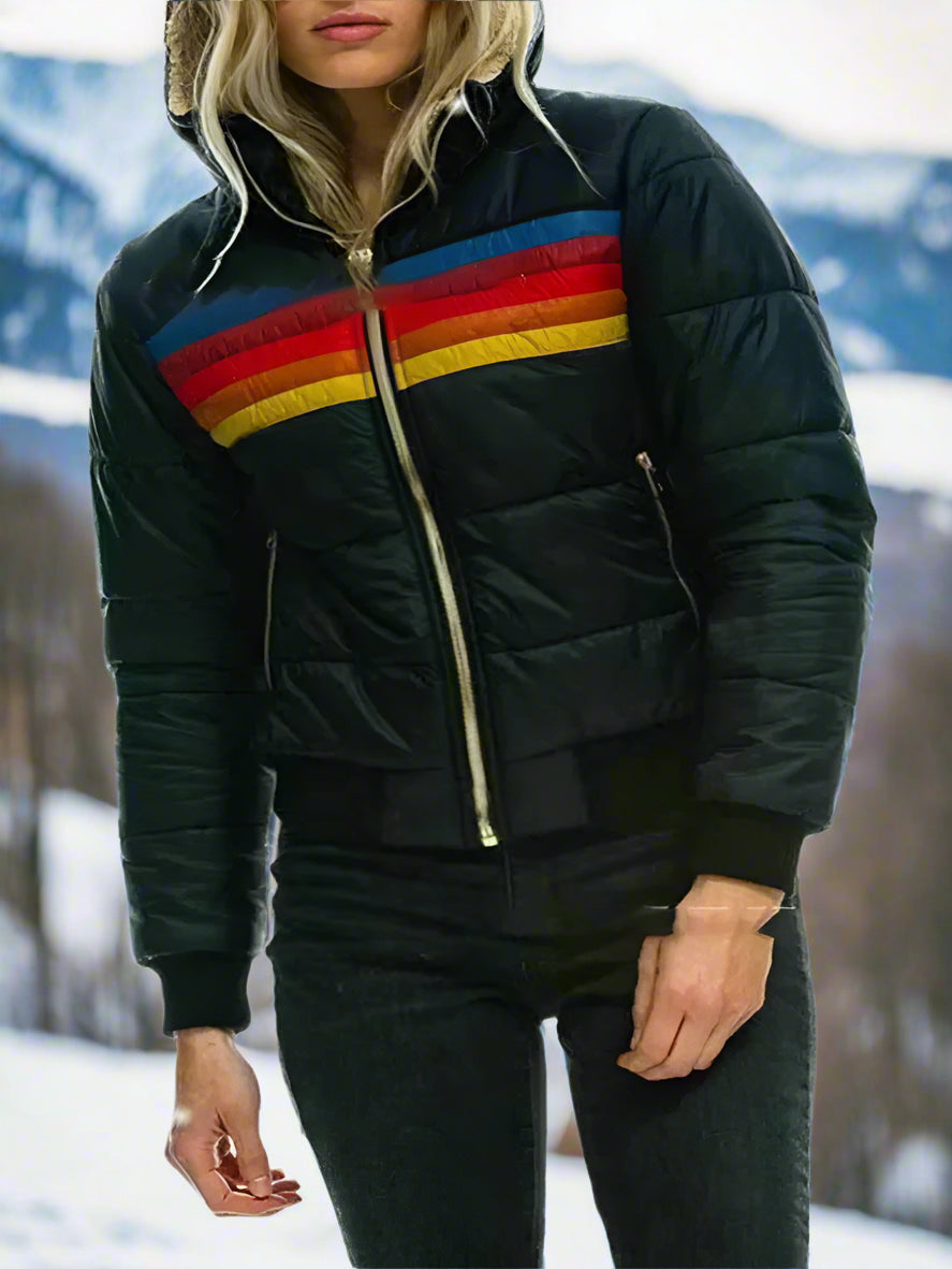 Hesterr | Wintersport Plüschmantel für Frauen-Schwarz-XS-Becker Boutique