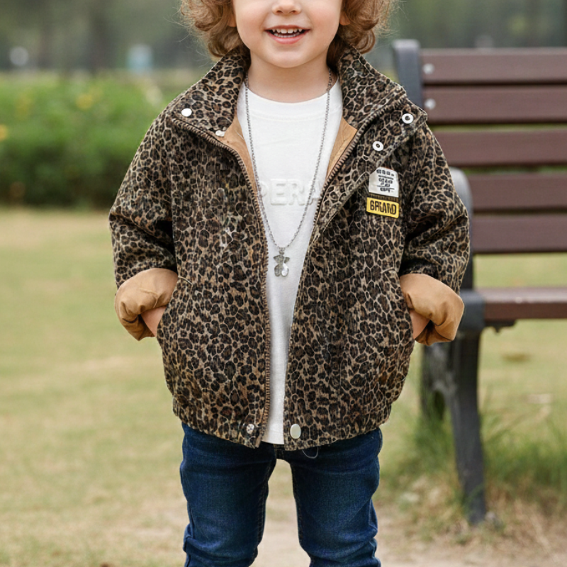 Kids Bomber Jacket | Leopard Print