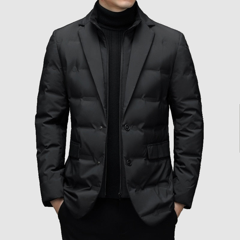 Klassische Herren Daunenjacke | Schwarz | Grau