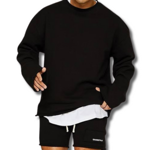 Jancko | Activewear Herren Comfort Crew Pullover-Schwarz-M-Becker Boutique