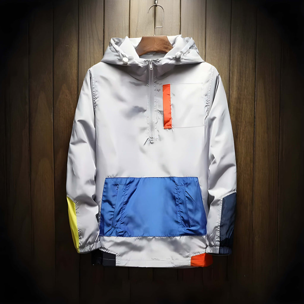Jordan | Windbreaker-Jacke mit halbem Reißverschluss-Grau-XS-Becker Boutique