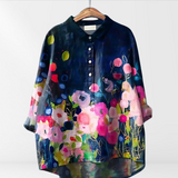 Karla | Women's blouse with artistic print and button placket