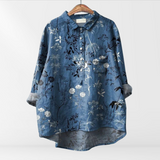 Karla | Women's blouse with artistic print and button placket