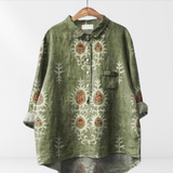 Karla | Women's blouse with artistic print and button placket