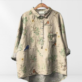 Karla | Women's blouse with artistic print and button placket