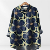 Karla | Women's blouse with artistic print and button placket