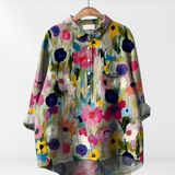 Karla | Women's blouse with artistic print and button placket