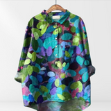 Karla | Women's blouse with artistic print and button placket