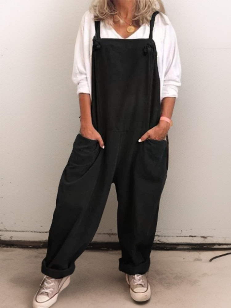 Katrin┃Große Taschen Oversize Jumpsuit-Schwarz-S-Becker Boutique