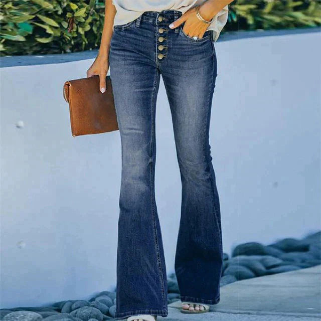 Kerryl | Bootcut-Jeans mit hoher Taille-Blau-S-Becker Boutique