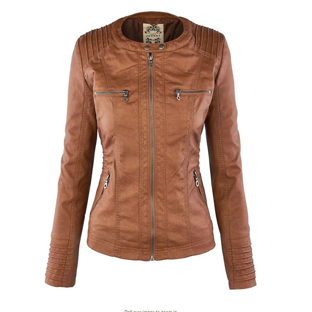 Damen Lederjacke | Mit Kapuze
