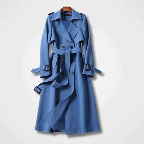 Kira | Langer eleganter Trenchcoat für Damen-Marineblau-S-Becker Boutique