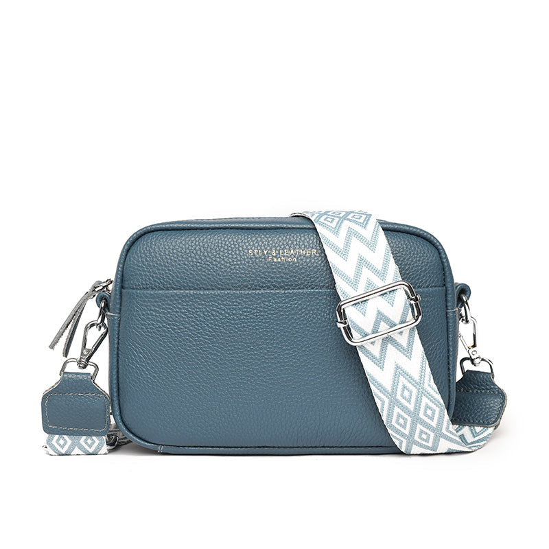 Kristien | Umhängetasche aus echtem Leder-Blau-Becker Boutique