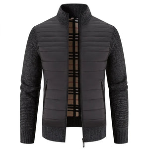 Kurt | Gestrickte Fleece Jacke-Dunkelgrau-M-Becker Boutique