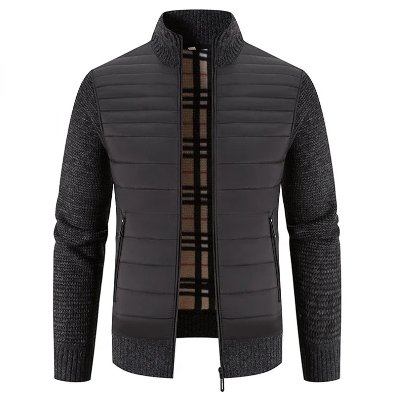 Kurt | Gestrickte Fleece Jacke-Dunkelgrau-M-Becker Boutique